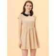 thumbnail image 2 of INSPIRE CHIC Robe Femme Peter Pan Col au-Dessus du Genou à Pois Contrastés Beige G, 2 of 4