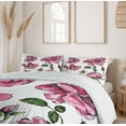 thumbnail image 6 of Ambesonne Pink Green Duvet Cover Sets, Garden Flowers Rose Buds, 2-King, Pale Pink Hot Pink, 6 of 7