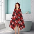 thumbnail image 6 of Red and Black Christmas Snowflake Pattern Hooded Bath Towel，50"x30" for Ages 3 To 12 Kids, Quick Dry Lightweight Soft Microfiber Hood Beach Towel Cover Up for Kids, 6 of 7