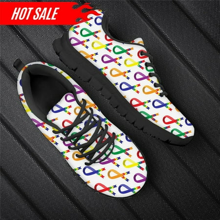 

Autism Awareness Flats Shoes for Women Girls Breathable 2023 New Fashion Brand Designer Casual Footwear Lace Up Walking Sneakers