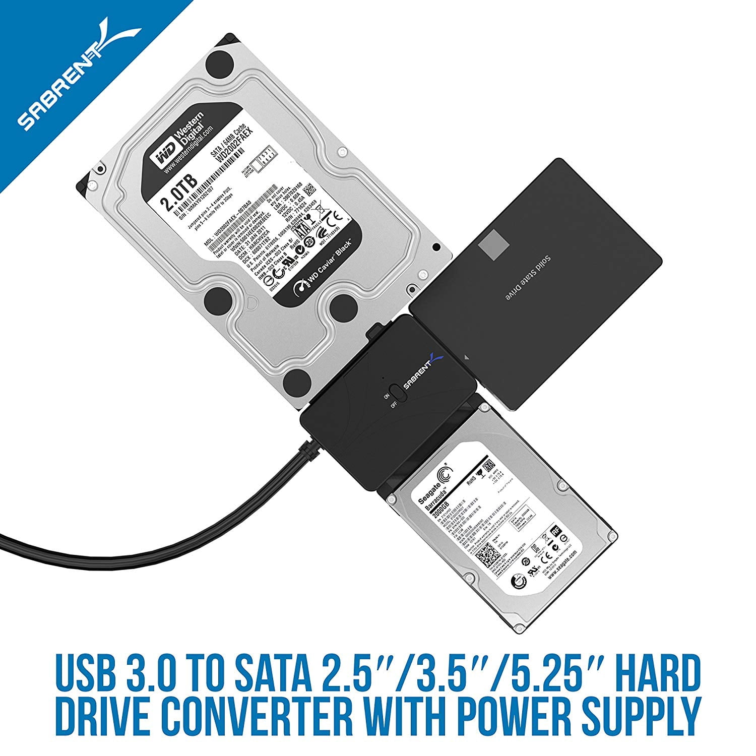 SABRENT SSD/SATA/IDE HD Adapter with UL Power Supply & LED Lights