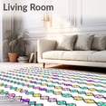 thumbnail image 2 of ODIKA 3'x5' Machine Washable Non-Slip Area Rug, Cosmic Prism Interlocking Stripes Design High Traffic Rug, Yellow, 702960, 2 of 5
