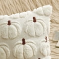 thumbnail image 2 of Fall Pumpkin Plush Pillow Covers 12x20, Faux Fur Decorative Cushion Cases for Couch, Halloween Decor for Living Room Bedroom, 2 Set, Cream White Brown Stem, 2 of 7