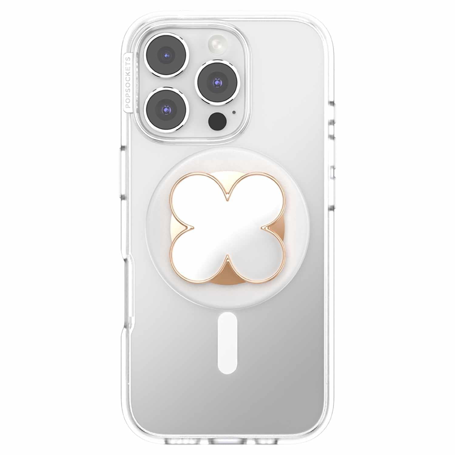 PopSockets PopGrip for MagSafe Round with Adapter Enamel Clover Rose Gold