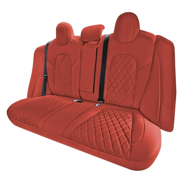For 2017-2024 Tesla Model 3 FH Group Neoprene Waterproof Custom Fit Car Seat Covers Solid Red - Rear Set