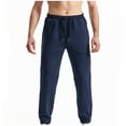 thumbnail image 2 of Timoontee Men's Trendy Workout Pants Casual Drawstring Texture Jogger Pants Modern Fit Lightweight Elastic Waist Solid Pocket Sweatpants Navy XXL, 2 of 5