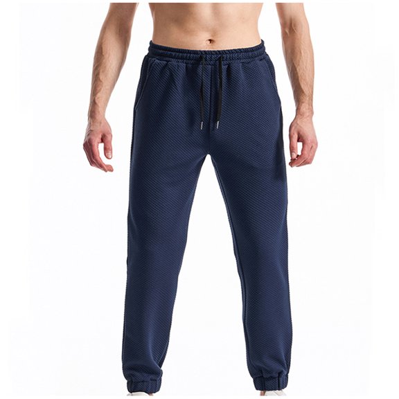 Elvqul Mens Joggers with Pockets Elastic Waist Outdoor Atheletic Pants Jooger Workout Solid Running Pants for Men Relaxed Fit
