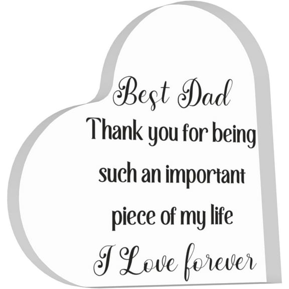 Heart Acrylic Plaque Dad Gifts from Daughter Son,Gift for DaD Birthday Ideas,Best Dad Thank You For Being Such An Important Piece Of My Life Heart Shape Acrylic Sign,Father Day Gifts for Dad 4x4 inch