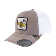HAVINA PRO CAPS - Embroidered The Bee - 6 Panel Trucker Hat - Light Brown/White