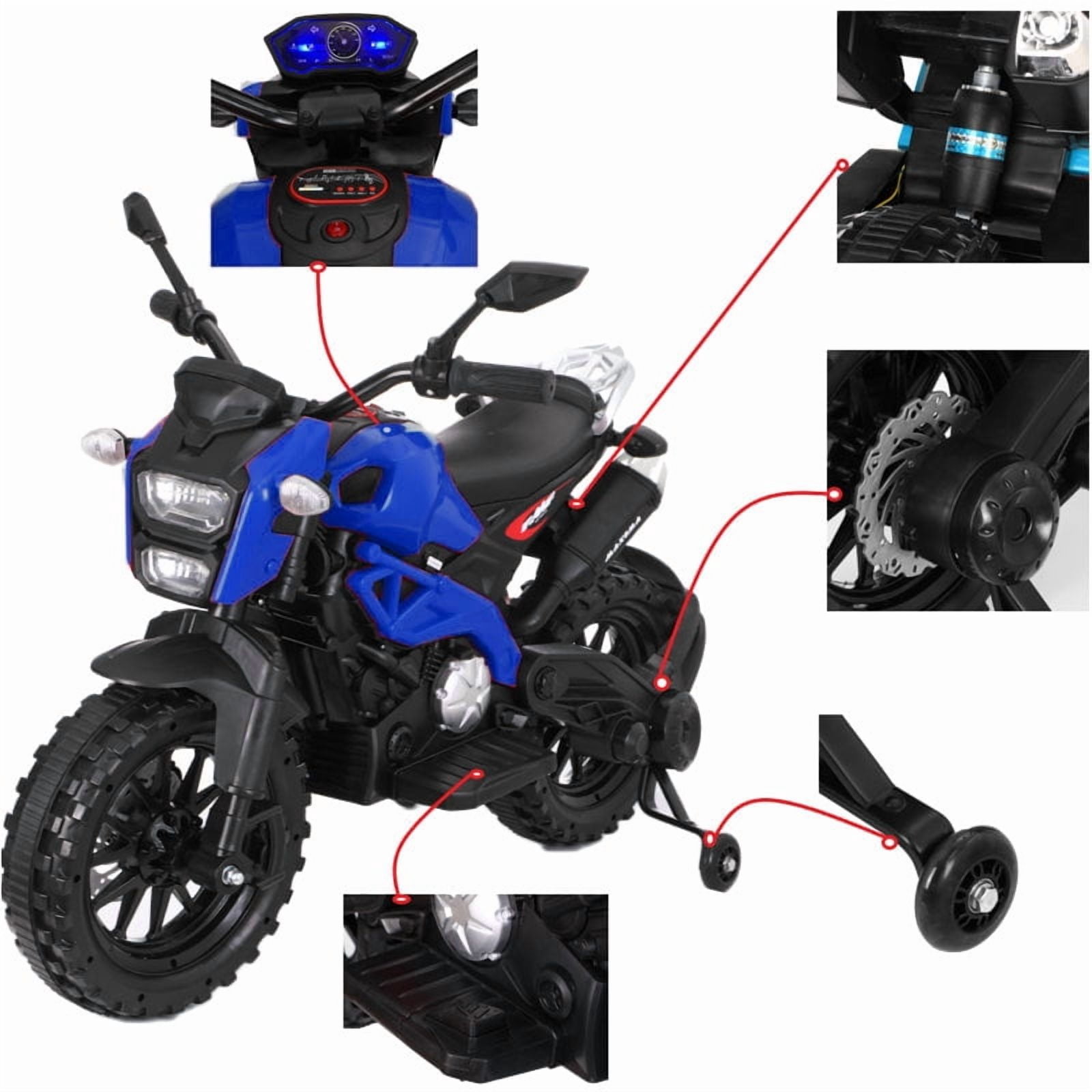 Electric MotorcycleFor Kids, Tamco 12V7AH Ride On Dirt Bike Toys, Gift For 3~6 Years Boys Girls With Training Wheels, Hand Racing/ Foot Brake/PU seat Goods Weight 40 LB
