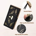 thumbnail image 5 of Nvzi Cartera de cuero con hojas largas y doble pliegue, tarjetero, monedero con cremallera y hebilla, elegante cartera de mano, 5 of 5