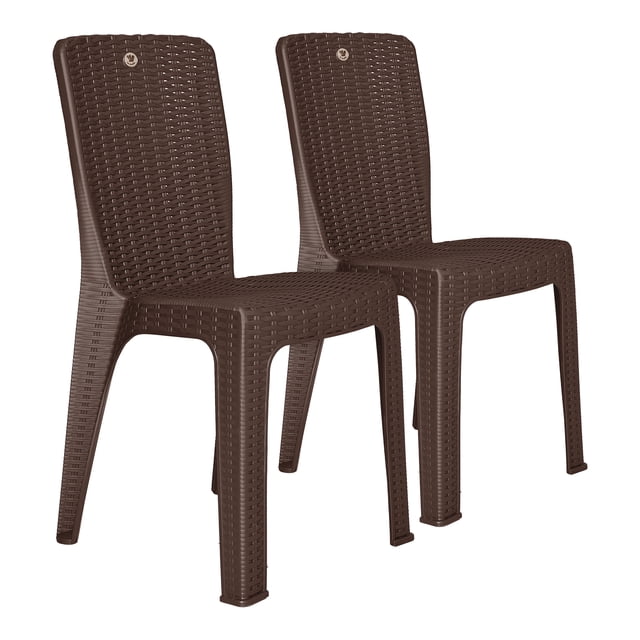 Set de 2 Sillas Rattán Alegría Diseño Cómodo y Resistente para Exterior (Chocolate)