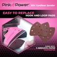 thumbnail image 4 of Pink Power Sandpaper for 20V PP204 Cordless Electric Hand Sander - Detail Sand Paper Hook & Loop P60/P80/P120 Grit Sandpaper Pads for Wood, Furniture, & Wall - Sanding Sheets for Palm Sander, 4 of 5