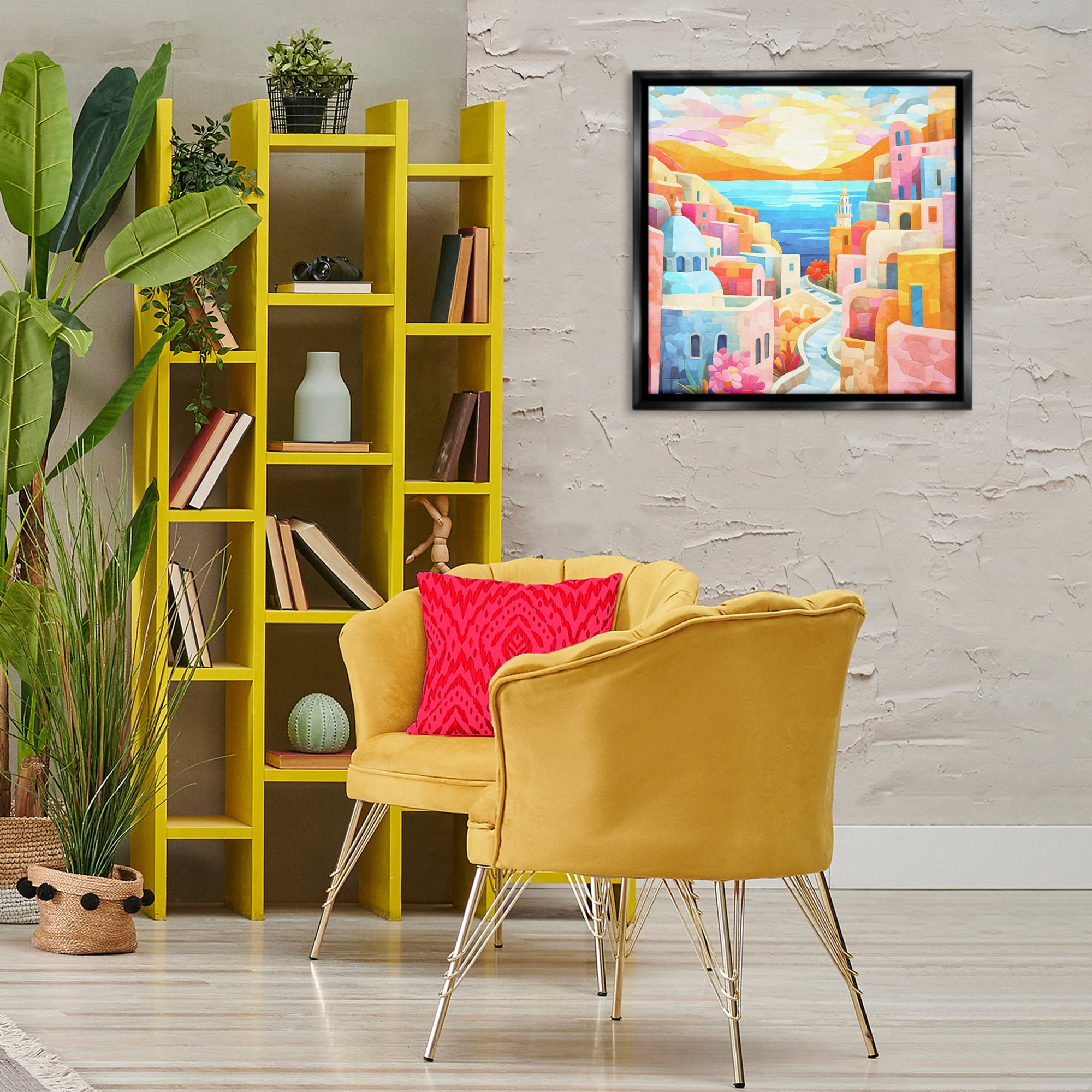 Stupell Industries Pastel Seaside Dreams Scenic & Cityscapes Painting Black Floater Framed Canvas Art Print Wall Art, 25 x 25