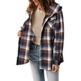 thumbnail image 2 of SHINE UP Flannel Shacket Jacket for Women Plaid Shirts Long Sleeve Button Down Tops Casual Hooded Coat, 2 of 6