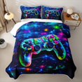 thumbnail image 2 of Homewish Neon Game Controller Twin Quilt Set,Modern Esports Gamepad Twin Coverlet Set,Blue Green,2pcs, 2 of 7