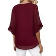 thumbnail image 4 of Weardear Women's 3/4 Ruffle Sleeve Blouse Round neck Tops Double Layers Flowy Shirts Elegant Chiffon Blouses, 4 of 5