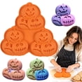 thumbnail image 4 of halloween molds silicone pumpkin mold Non-Stick Jack-O-Lantern Baking Pan for Chocolate Candy Fondant Cookie Ice Cube Cake Decoration Reusable DIY Muffin Cupcake Wax Melts Soap Making Kit,Orange, 4 of 5
