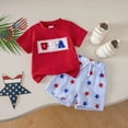thumbnail image 3 of Kogui Toddler Baby Boy Summer Outfit Set Summer Toddler Baby Boy Clothes Aunties Boy Outfits Short Sleeve Tops Shorts Set 6 12 Months (Watermelon Red,6-12 Months), 3 of 6