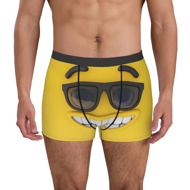 Balery Smiling With Sunglasses Calzoncillos bóxer para hombre, ropa interior de algodón suave y transpirable con cinturilla de nailon-Large