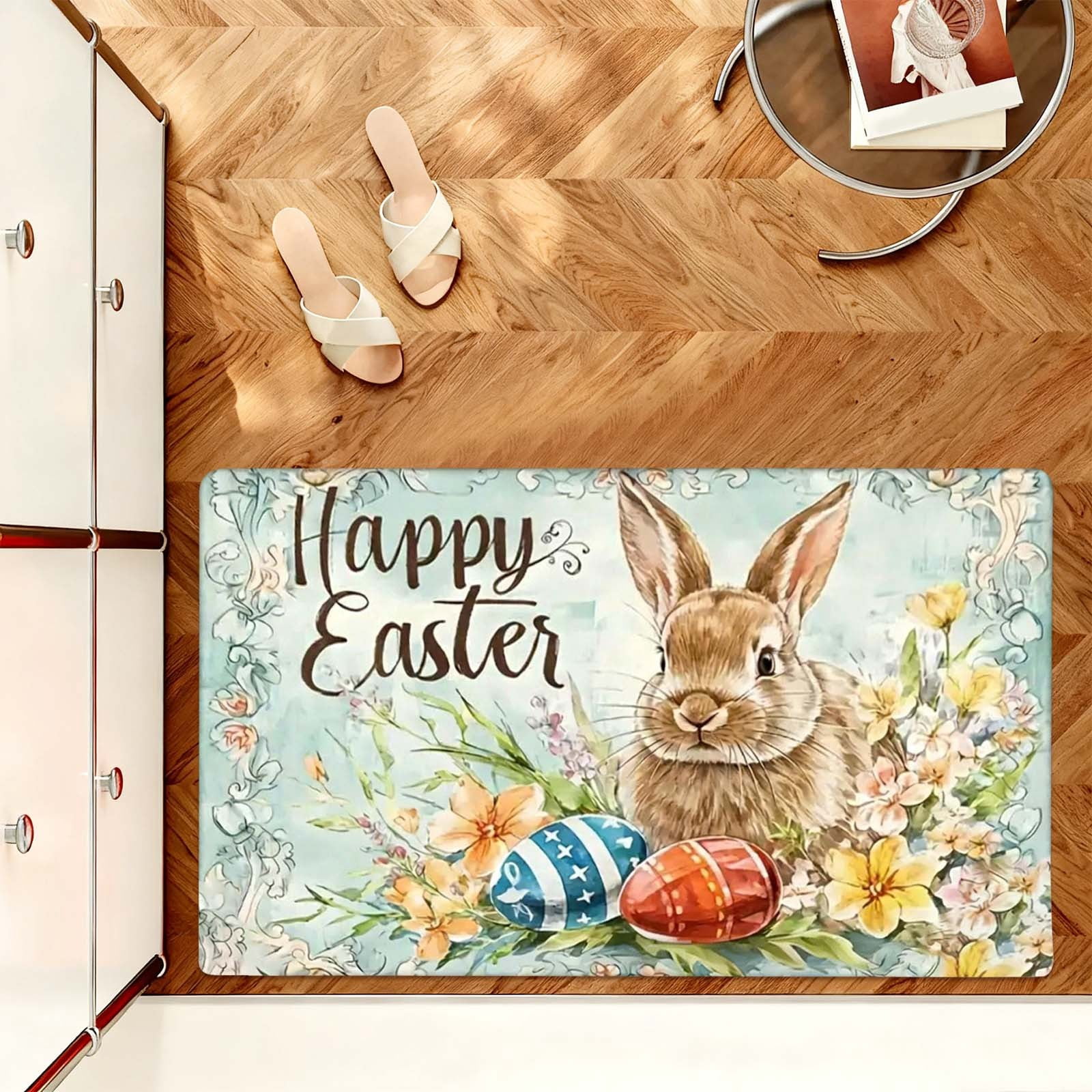 16" x 24" Happy Easter Bath Rug Easter Rug Easter Kitchen Mats Easter Decor Easter Bathroom Rug Rug for Easter Kitchen Mats for Floor Easter Bunny Kitchen Rug Easter Bath Mat
