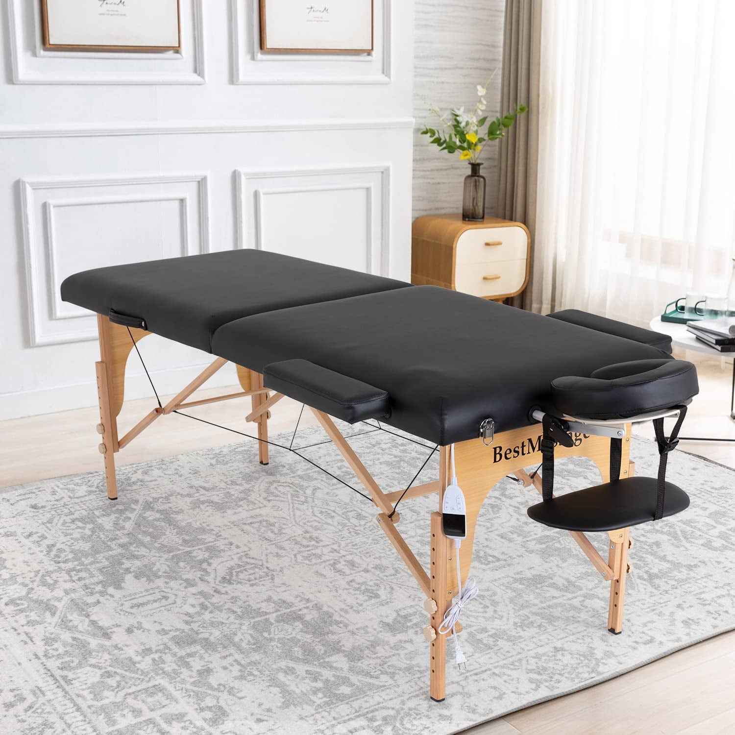BestMassage 84” Heated Massage Table,Portable Spa Table Height