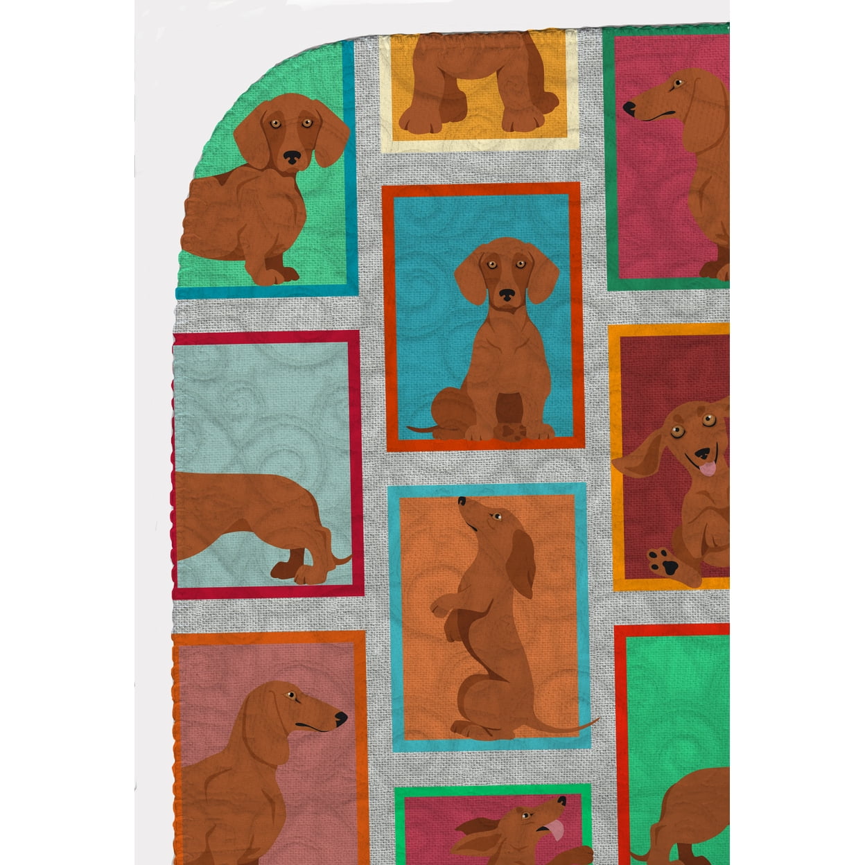 Lots of Red Dachshund Quilted Blanket 50x60