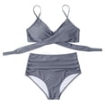 thumbnail image 4 of Women's High Waist Solid Print Bikini Set S-XL, 4 of 7