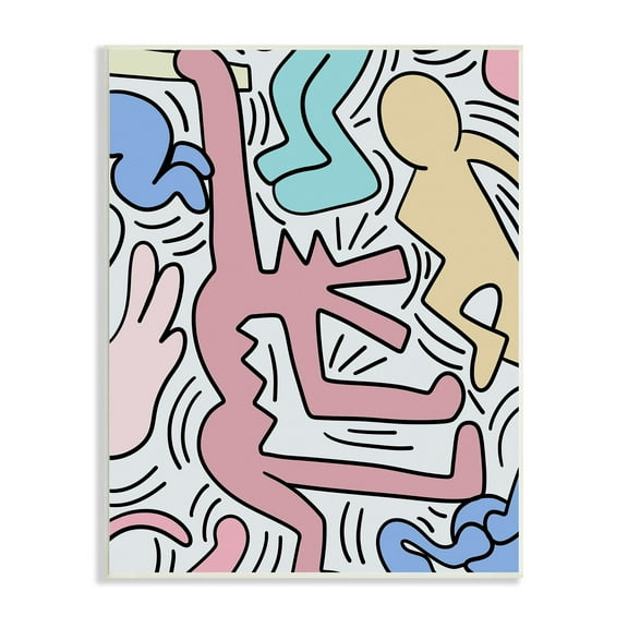Stupell Industries Pop Style Pastel People Squiggle Lines Design Wood Wall Art, 10 x 15, Design by Ros Ruseva