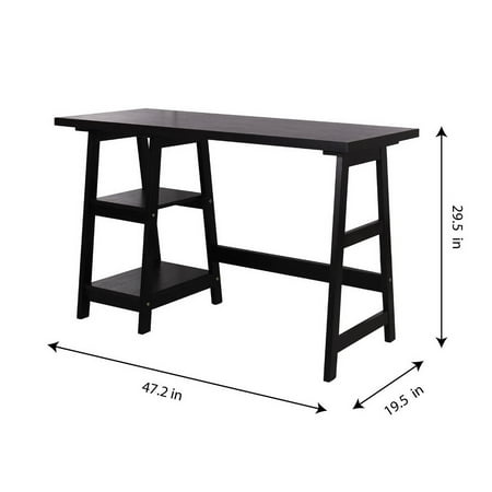 Vintage Writing Desk HOMY CASA Writing Computer Desk, Trestle Desk Study Desk, Laptop PC Desk, Modern Wood Vintage Style Reversible Storage Shelf, Home Office Furniture Sturdy Table Study Table (Black) ()
