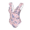 thumbnail image 4 of Yiaed Butterfly Print Women's Ruffled One Piece Swimsuit V Neck Swimwear Slimming Monokini for Woman-XX-Large, 4 of 8