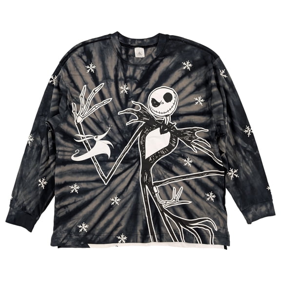 The Nightmare Before Christmas Mens Black Tie-Dye Long Sleeve Shirt Small