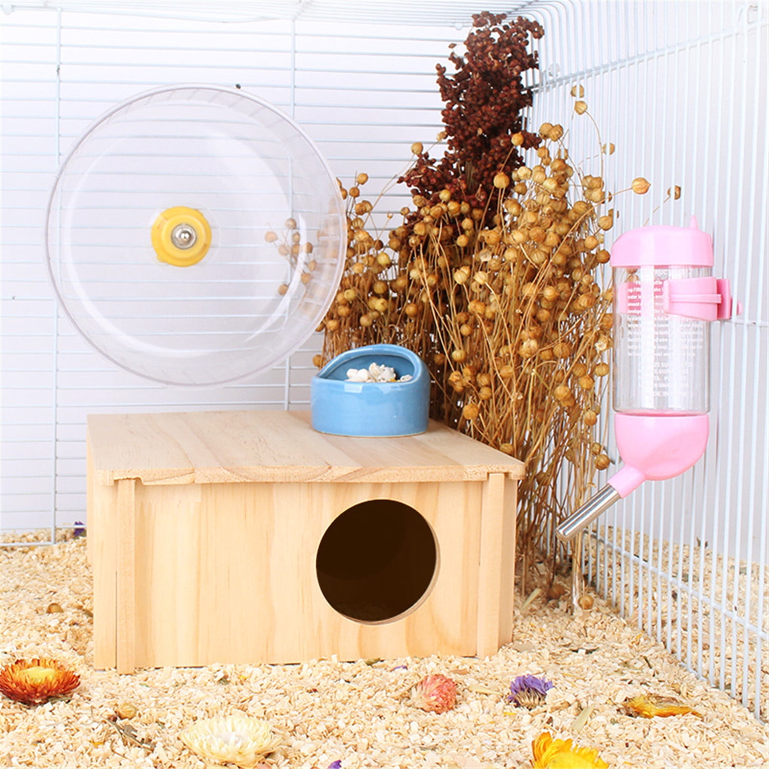 BQBQERT Hamster Wooden House Natural Small Animal Cage Chew Toy for Mouse Gerbil Hedgehog