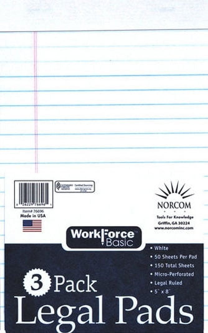Workforce Basic 3pk White Legal Pad 50ct 5x8"