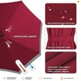 thumbnail image 5 of JUSTLET 10ft Patio Umbrella w/ Easy Crank & Tilt, 8-Rib Heavy-Duty Market Umbrella - Outdoor Umbrella for Backyard, Garden, Patio, Deck, Cafe, and Restaurant, Deck & Backyard - Red, 5 of 8