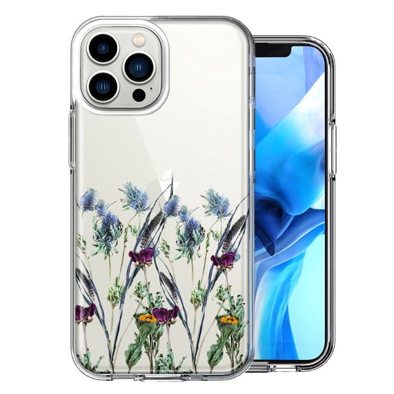 MUNDAZE Case for Apple iPhone 15 Pro Max Slim Hard Shell Soft TPU Hybrid Shockproof Heavy Duty Protective Phone Cover - Country Dried Flowers Design