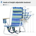 thumbnail image 2 of Ktaxon Backpack Beach Chair, Outdoor 4-Level Adjustable Folding Chair, Protable Seating with Cup Holder & Removable Headrest, Blue & Green Stripes, 2 of 8