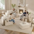 thumbnail image 2 of Lacoo Open Modular Sofa Set, Soft Corduroy Upholstered Modular Sectional Couch with Accent Pillows, Flexible Seating for Family & Guest, Beige, 2 of 7