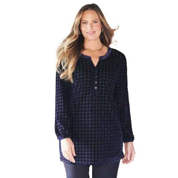 Catherines Women's Plus Size Velvet Peasant Tunic
