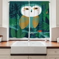 thumbnail image 2 of Ambesonne Owl Kitchen Curtains, Forest Animal on Tree Branch, 55"x45", Teal Multicolor, 2 of 3