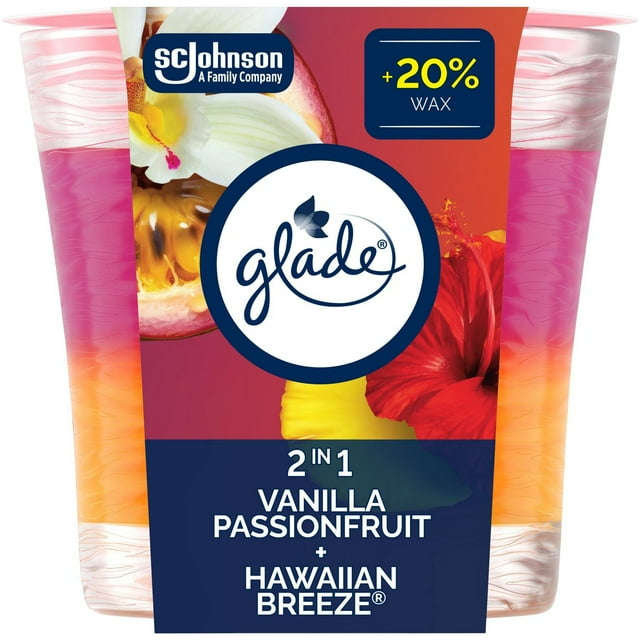 Glade® Scented Candle Air Freshener, Vanilla Passionfruit & Hawaiian Breeze