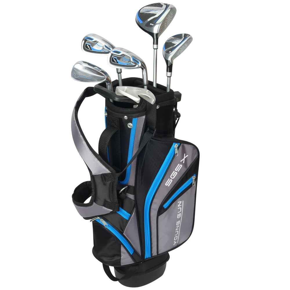 Young Gun SGS X Ace Junior Golf Clubs Set with Bag, Left Hand, Blue Ages 68
