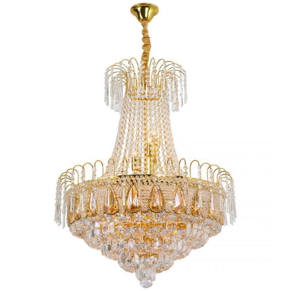 KPIBEST Modern Gold Crystal Chandeliers for Dining Room 19.7" Chandelier Crystals High Ceiling Empire Crystal Chandelier Pendant Light for Foyer Entryway Living Room Kitchen Table Bedrooms