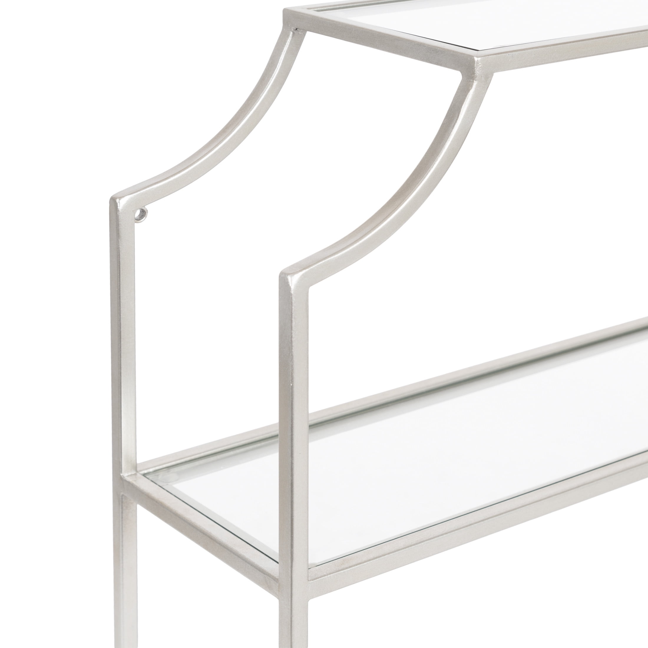 Kate and Laurel Ciel Modern Glam Wide Two-Tier Wall Shelf, 24 x 20, Silver, Tiered Bathroom Shelves for Over the Toilet Storage or Bedroom Makeup Organizer
