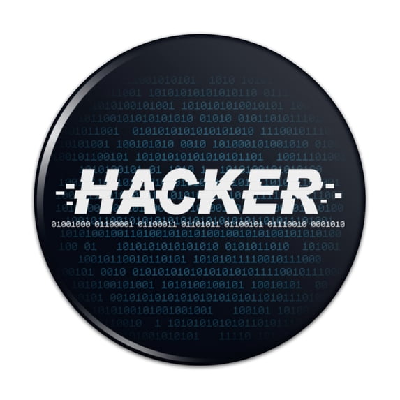 Hacker Binary Code Geek Nerd Pinback Button Pin