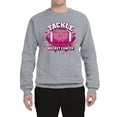 thumbnail image 2 of Wild Bobby Tougher Than Cancer Football Paint Splatters Breast Cancer Awareness Unisex Crewneck Sweatshirt, Heather Grey, XX-Large, 2 of 6