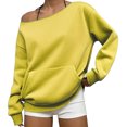 thumbnail image 2 of Oversized Sweatshirt for Women Trendy Off the Shoulder Sweatshirt with Pockets Loose Fit Fall Fashion Clothing Yellow 3XL, 2 of 6