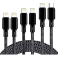 thumbnail image 2 of Cable USB C a Lightning Paquete de 5 Cargador de iPhone de 3/3/6/6/10 pies Cable de carga rápida con certificación Apple MFi Compatible con iPhone 14/13/12/11/XS/XR/X/8 - Negro, 2 of 4