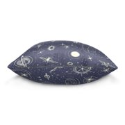 Space Themed Pattern 16x16 Inch Plush Velvet Pillowcase Double Sided Print, Hidden Zipper