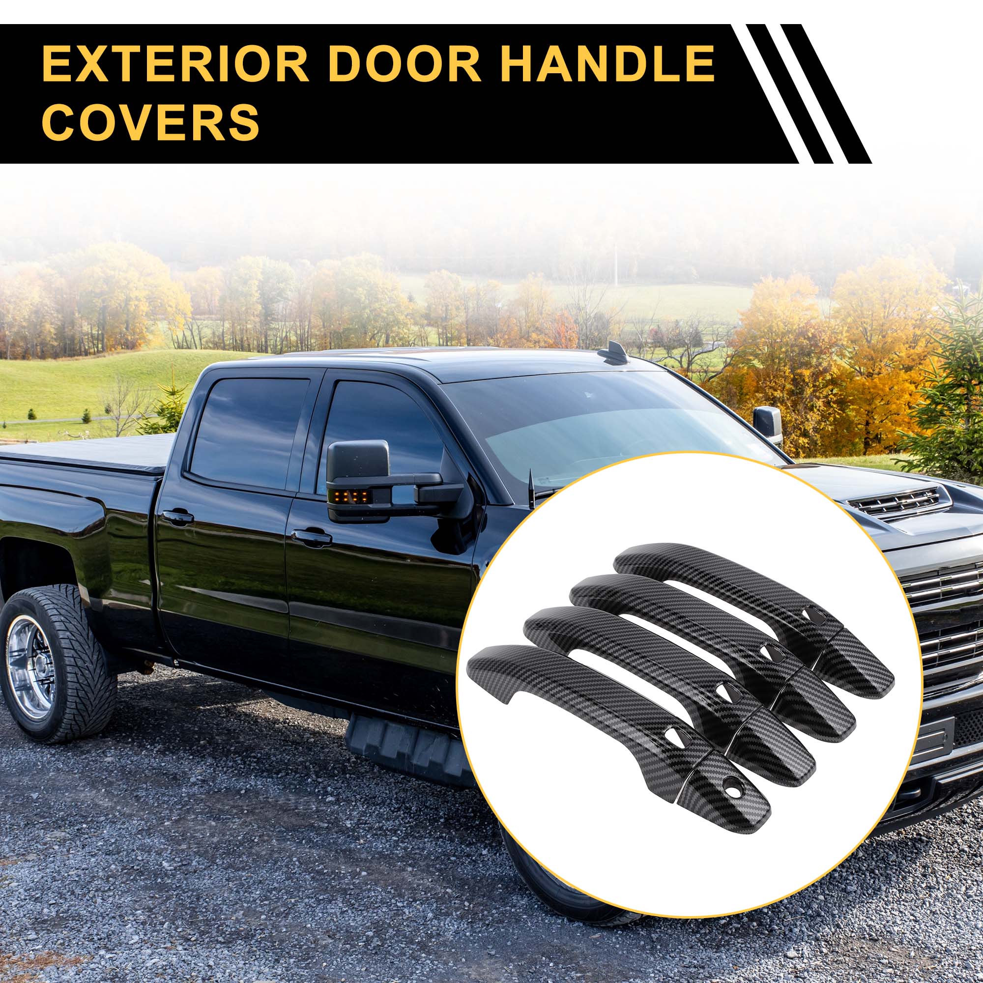 Unique Bargains 4pcs Exterior Door Handle Cover for GMC Yukon 2015-2023 ABS Black